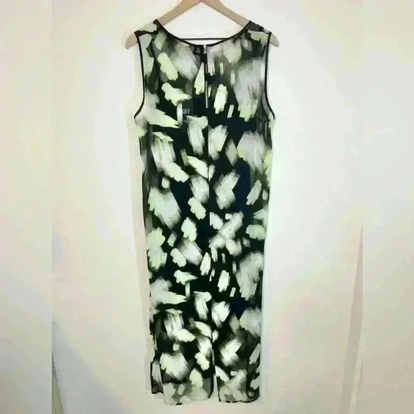 DKNY | NWT Womens Abstract Print Midi Dress in Black Lazer Multi | Size Large - Picture 6 of 15